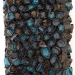 Mountain river, 35x65x13cm, recycled paper and acrylic on wood panel